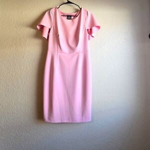 Adrianna Papell Pink Flutter Sleeve Dress